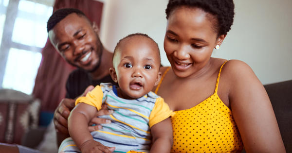 Young black family at home