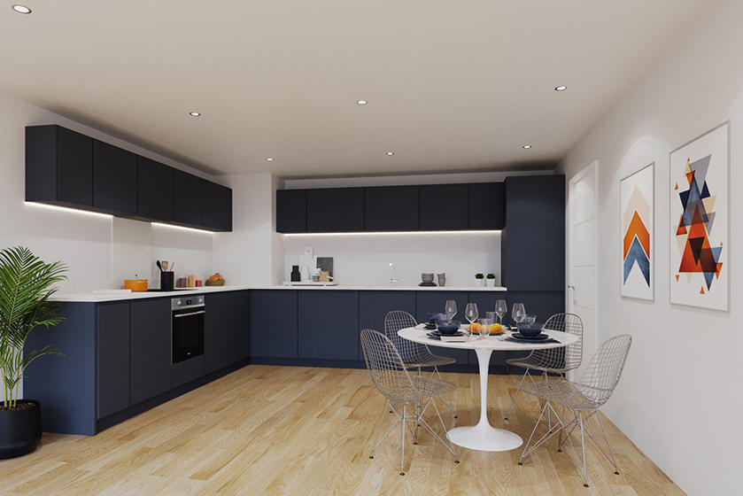 Vertex Edge Blue Kitchen CGI